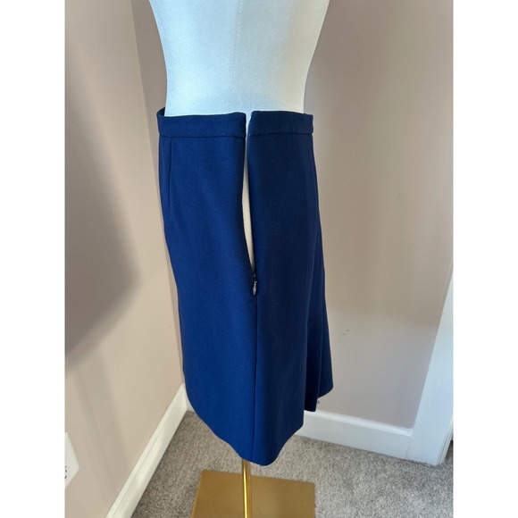 DVF Diane von Furstenberg Navy Blue Eliza Back Pleated A-line Skirt Size 6 - Picture 7 of 9